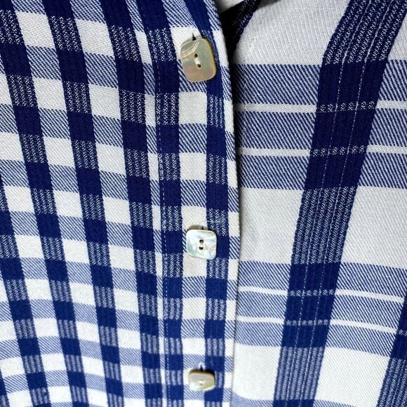 Soft Surroundings Huntleigh Button Up Asymmetric Plaid 3/4 Sleeve Top Size 2X - Picture 6 of 11